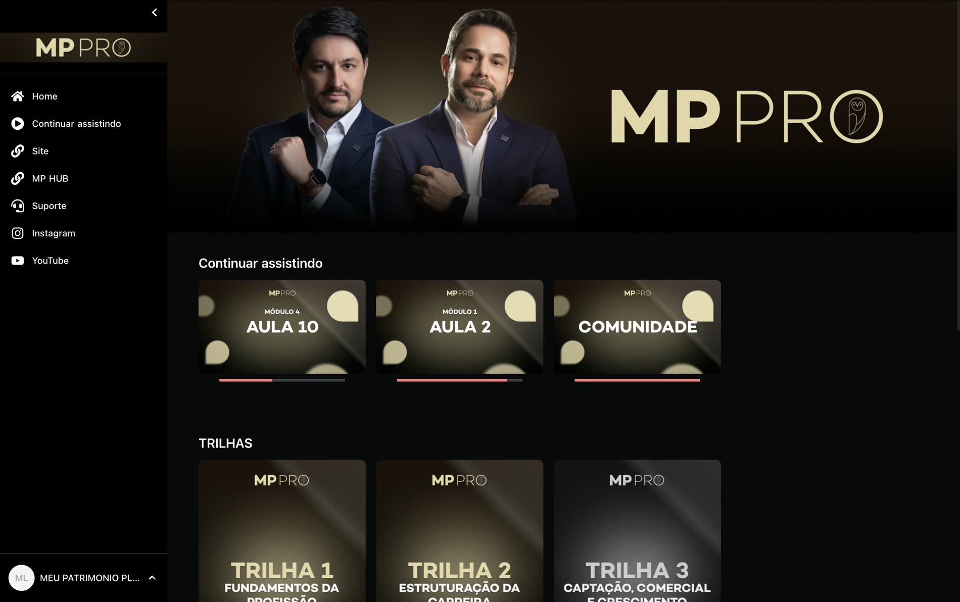 Trilhas de formação na plataforma MP PRO